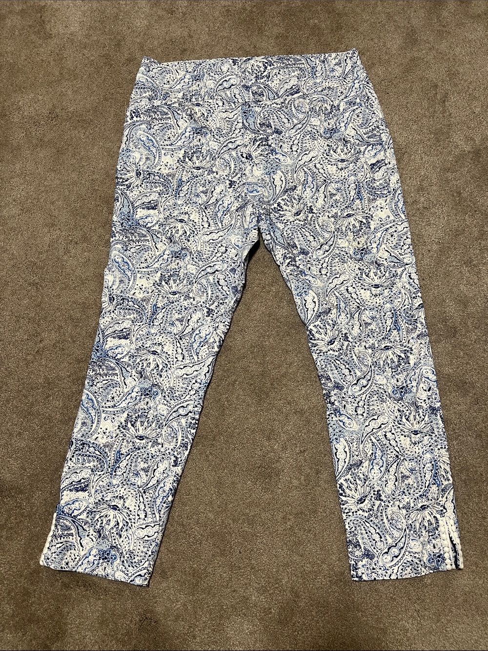 Chico's Paisley Capri Ankle Pull-On Pants Boho Resort Travel Large
